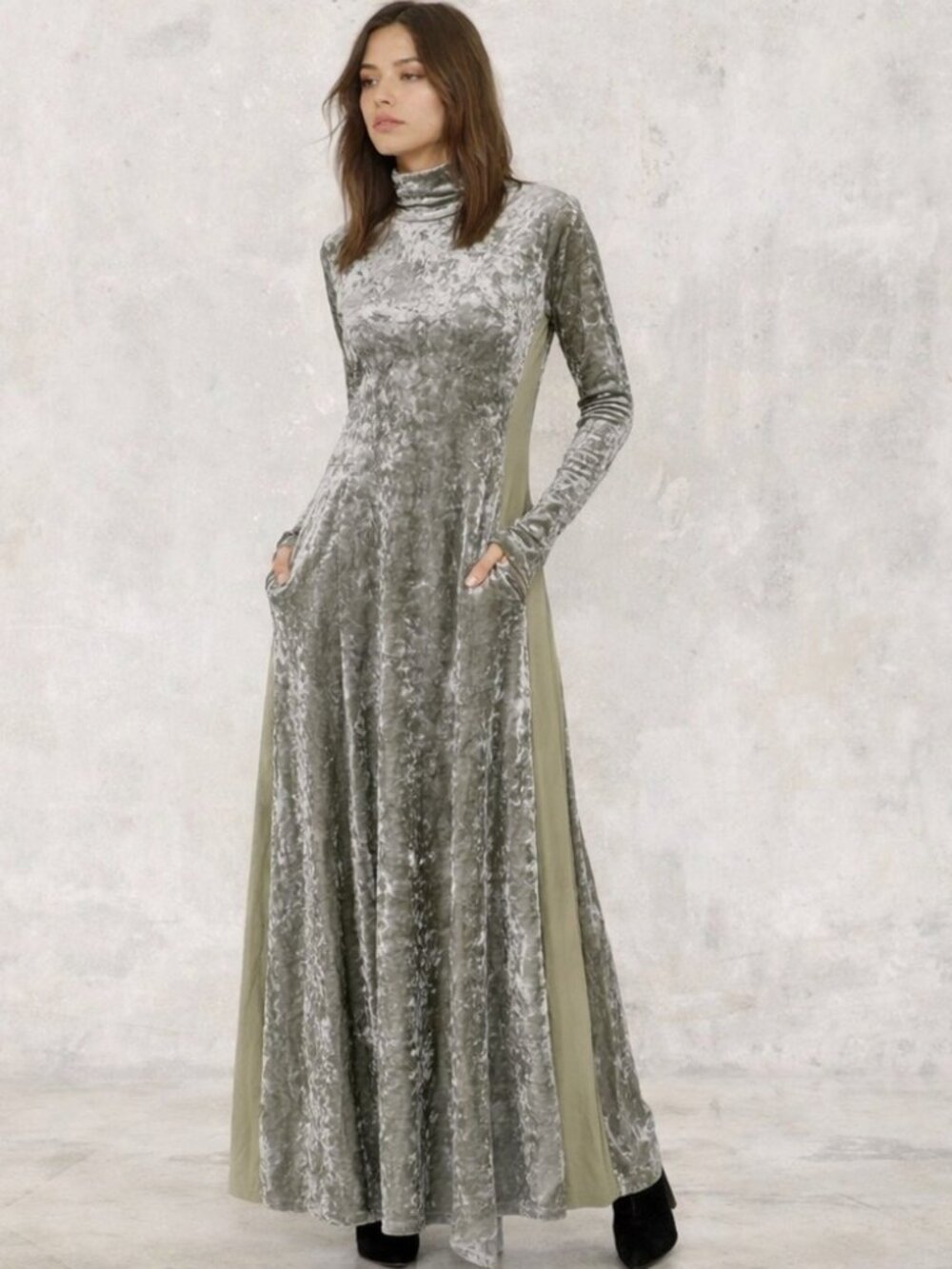 NWT We Are HAH Dress 2 Impress Maxi Dress Medium | Silver Crushed Velvet Size M